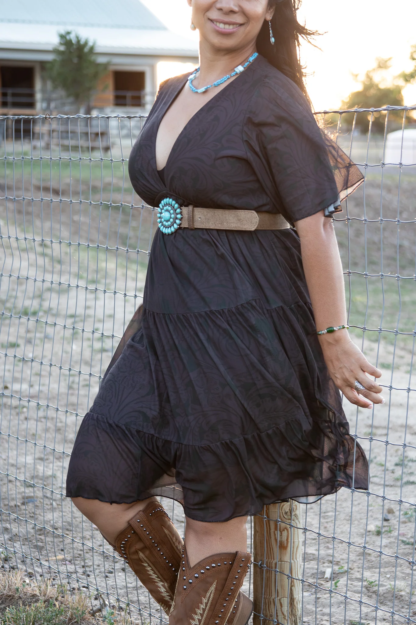 Midnight Rodeo Tooled Burnout Midi Dress - Image 2