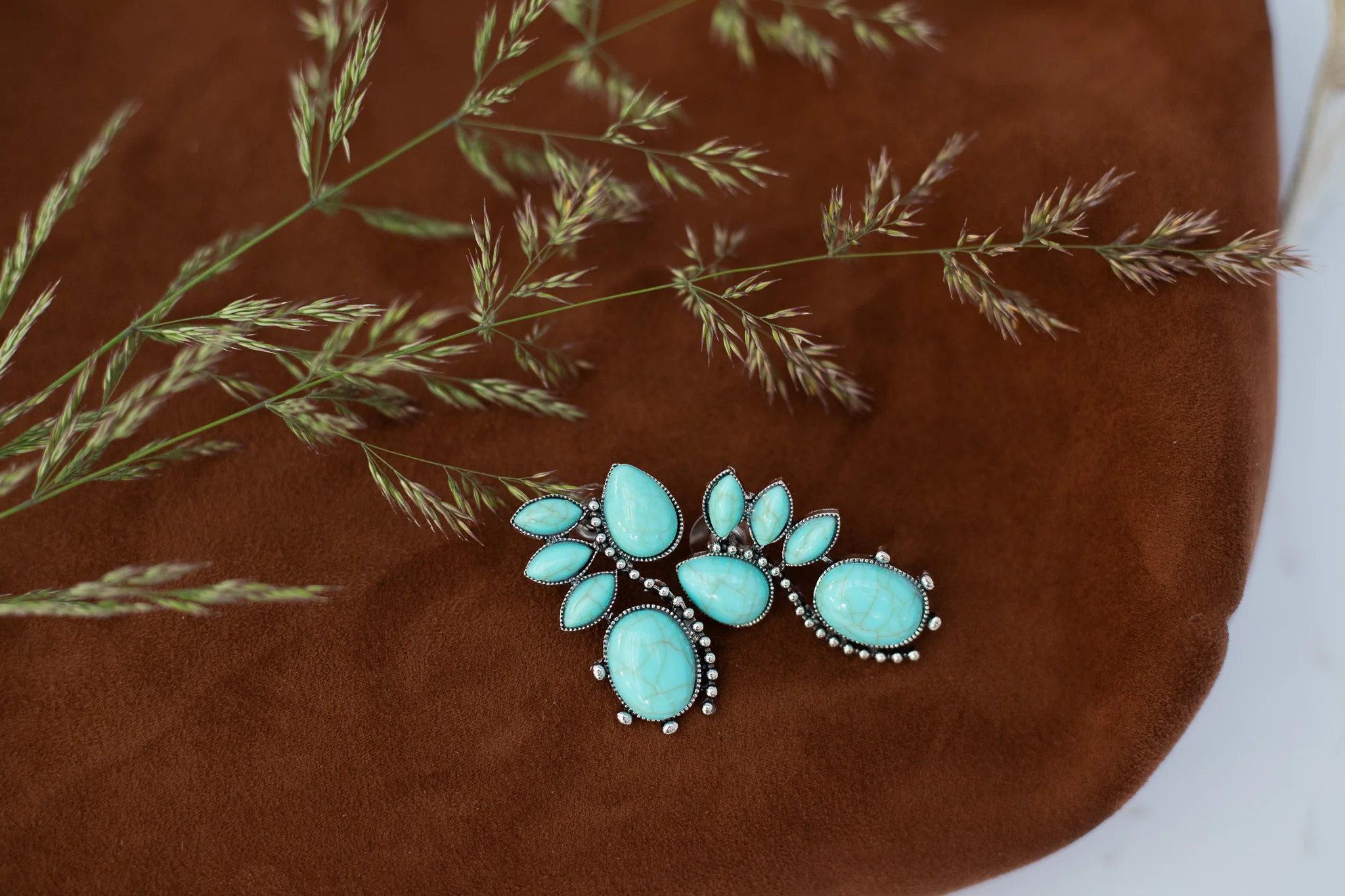 Turquoise Temptation Statement Earrings - Image 2