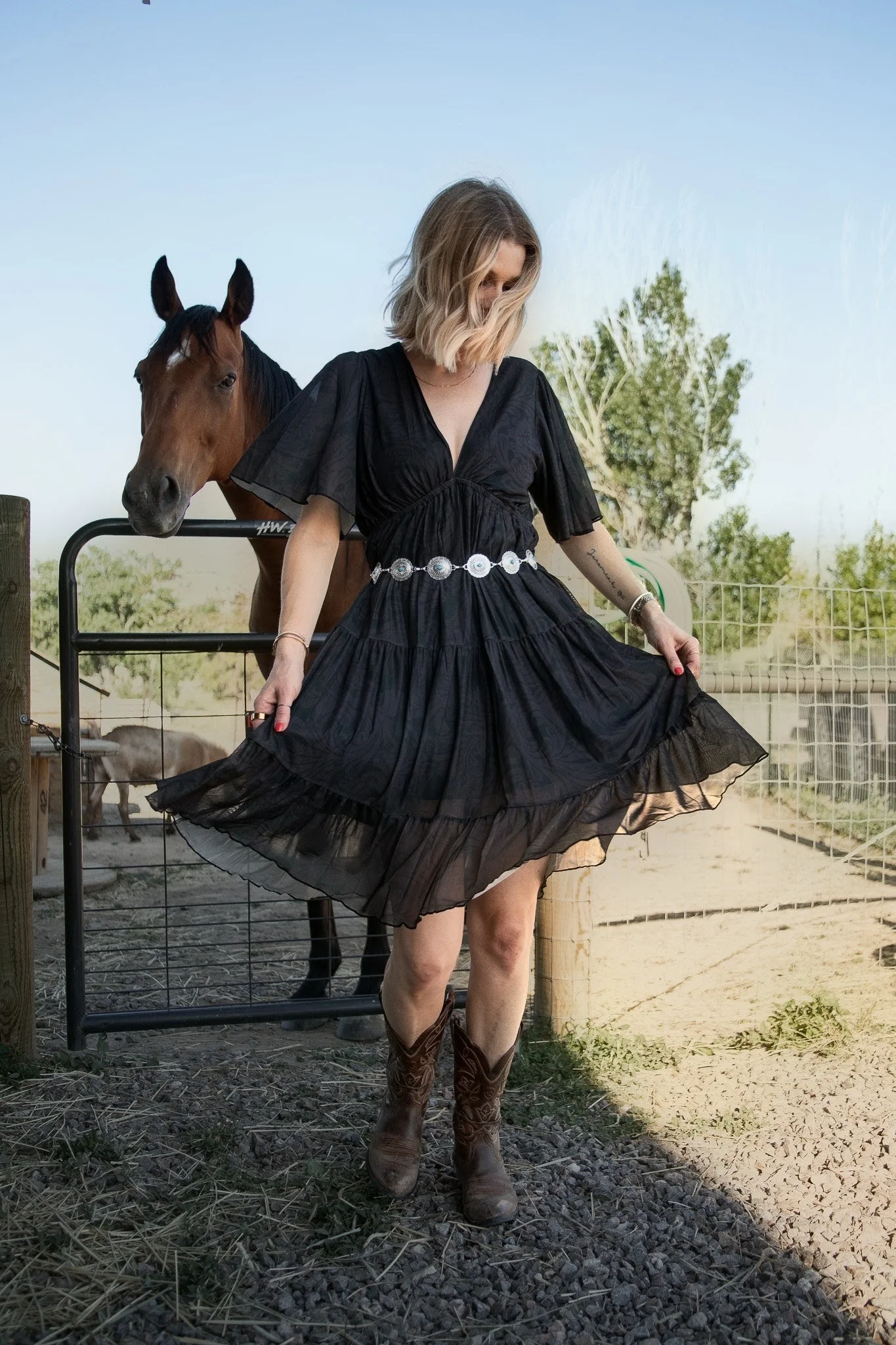 Midnight Rodeo Tooled Burnout Midi Dress - Image 3