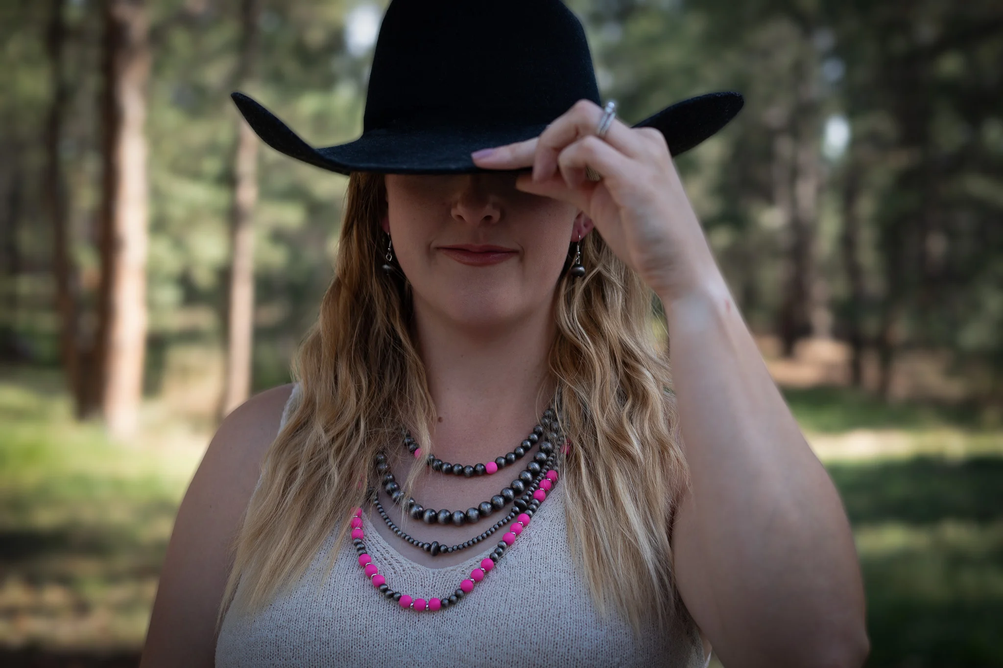 Pink Saloon Western Layered Necklace & Earring Set - Image 3