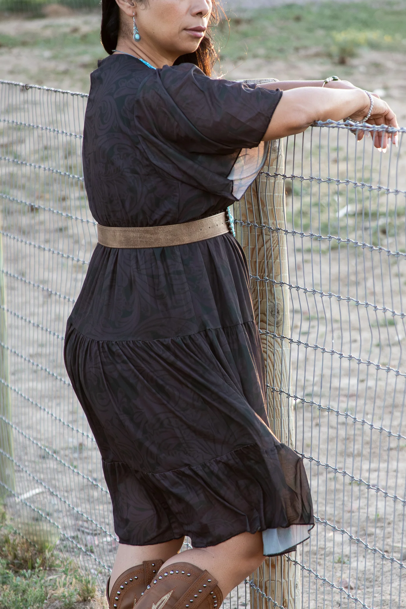 Midnight Rodeo Tooled Burnout Midi Dress - Image 4