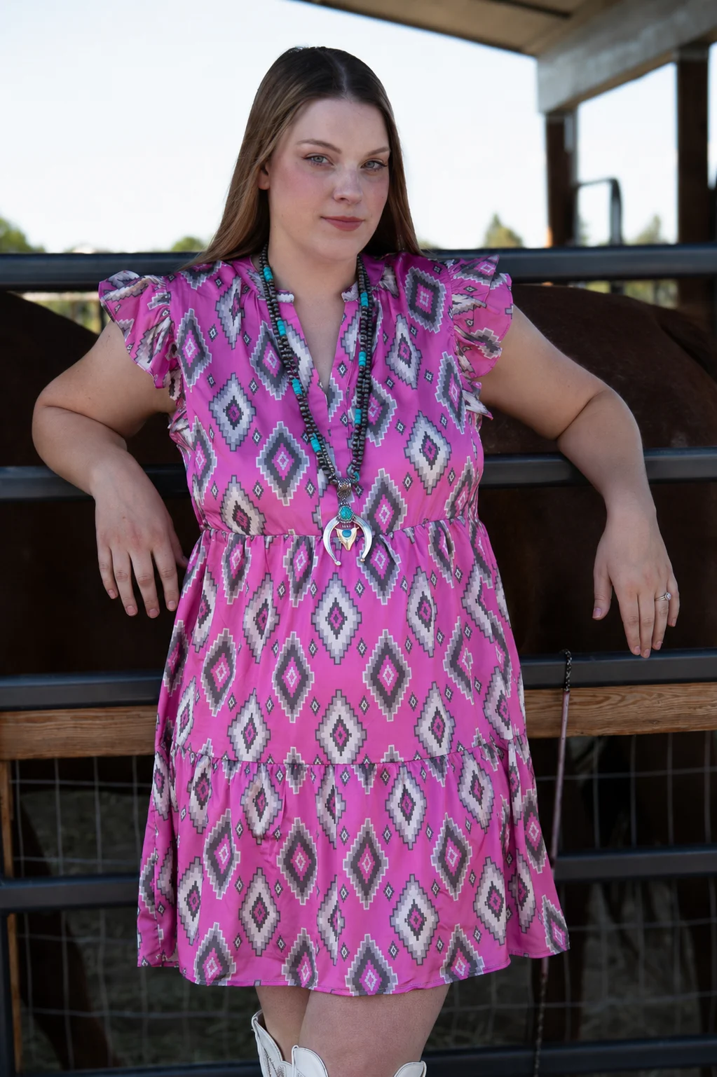 Pretty in the West Ruffle Mini Dress - Image 5