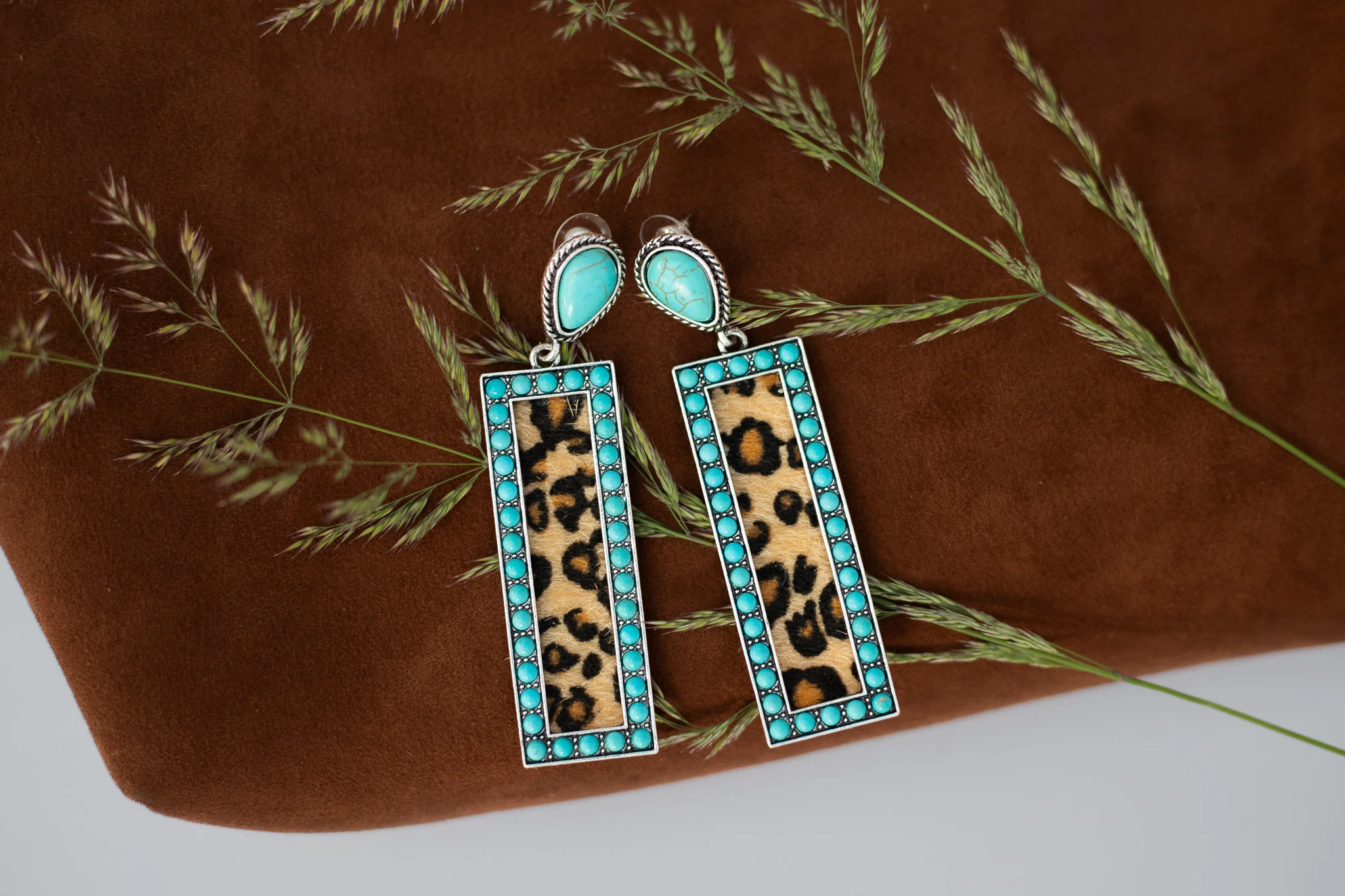 Wild Side Turquoise Leopard Earrings - Image 2
