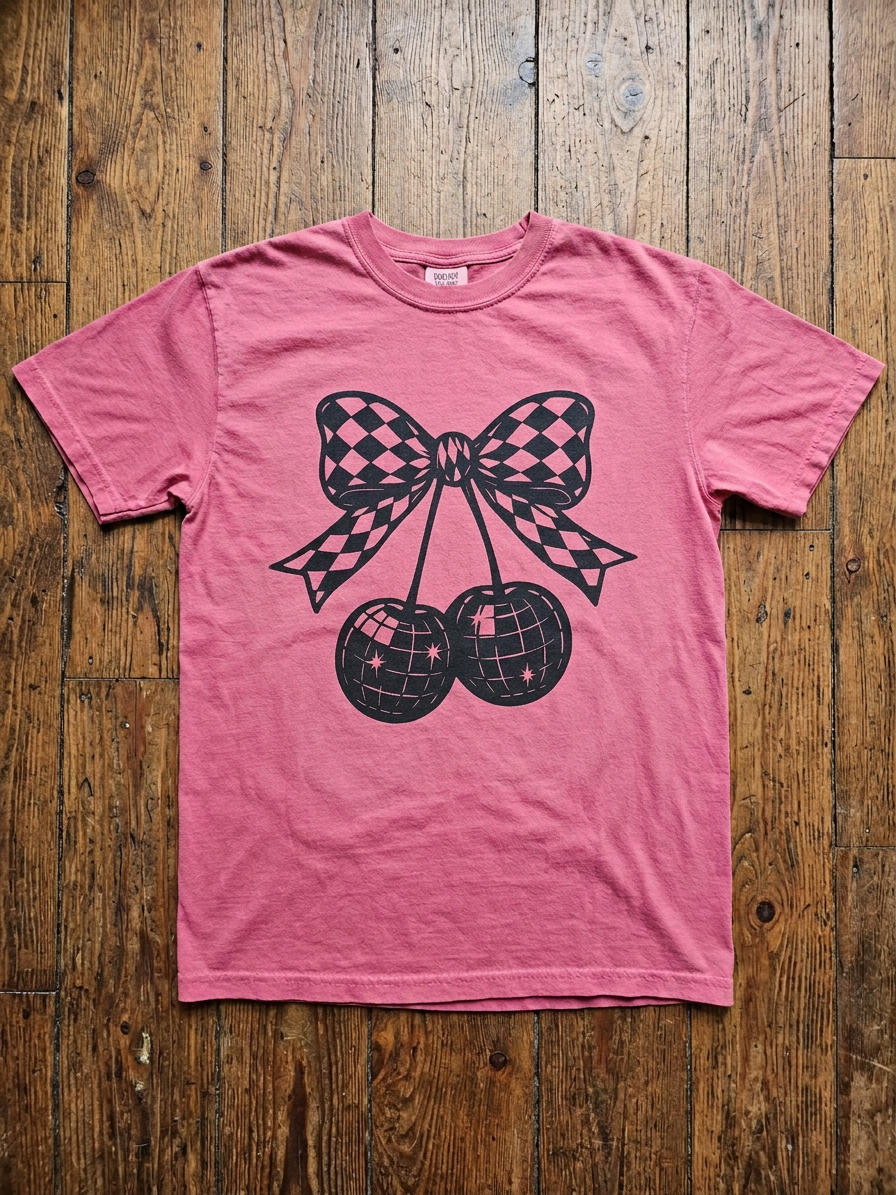 Disco Cherry Bow Tee